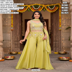 Designer Beaded Crop Top Palazzo Set with Dupatta